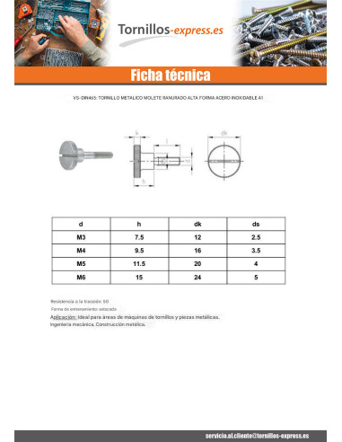 1 x Tornillo metales fresada ranura forma alta...
