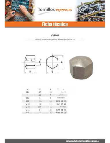 1 x Tuerca ciega hexagonal ABAJO Inoxidable A2 M12
