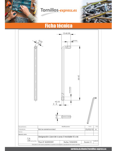 1 x Llave hexagonal Seguridad llave de 3...