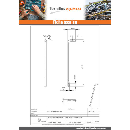 1 x Llave hexagonal Seguridad llave de 3 Tornillos 5