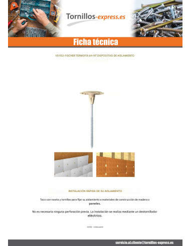 1 x Taco y Tornillo Fischer AISLANTE 6H-NT 6X280