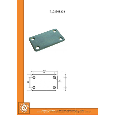 1 x Placa ASAMBLEA 50X82 Acero cincado blanco