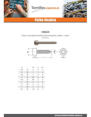 1 x Tornillo chapa CHC BTR Inoxidable A2 4.8X38