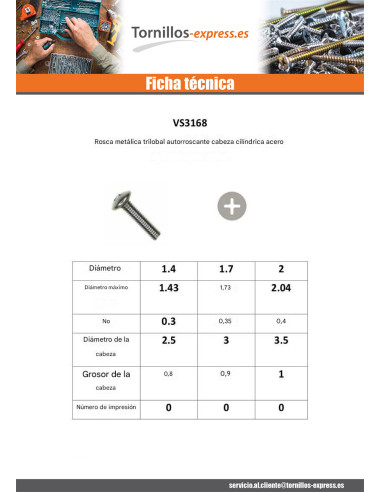 1 x Tornillo autorroscante Varilla roscada...