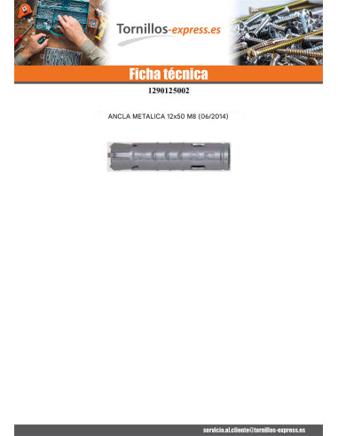 1 x Taco METAL FM-MP3 12X50 M8 Acero cincado...