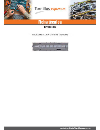 1 x Taco metálico FM-MP3 12X50 M8 Acero cincado