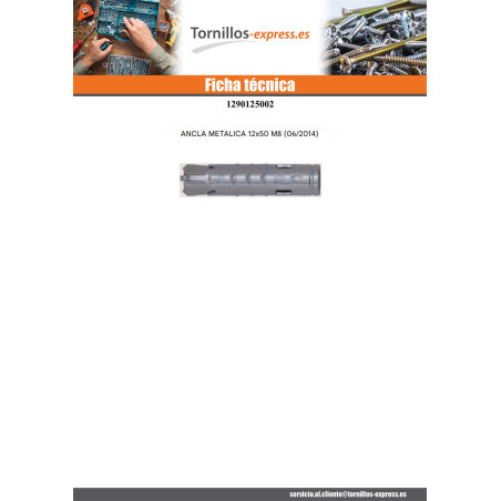 1 x Taco METAL FM-MP3 12X50 M8 Acero cincado blanco