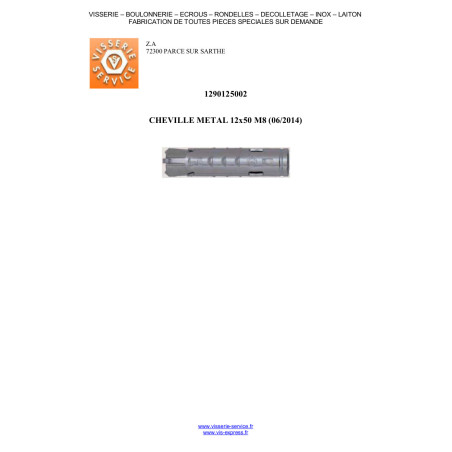 1 x Taco METAL FM-MP3 12X50 M8 Acero cincado blanco