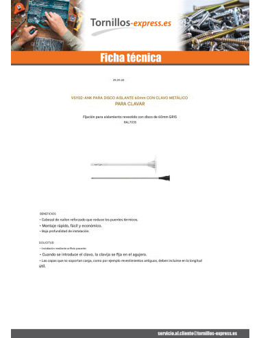 1 x Taco de aislamiento 10X220 y Clavo METÁLICO
