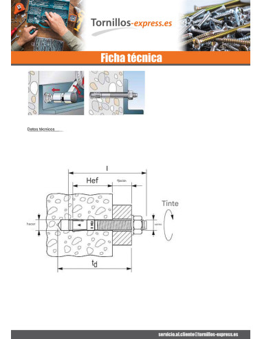 1 x Fischer Anclaje FISCHER FBN II 8X91 roscado...