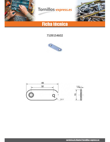 1 x Placa ASAMBLEA 15X46 Acero cincado blanco