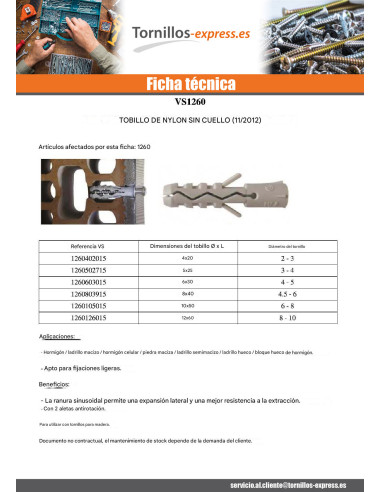 1 x Taco Nylon 5X25 sin reborde