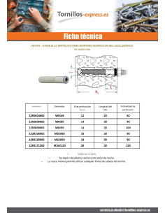 Casquillo metálico para mortero químico M6X48 Acero cincado 2