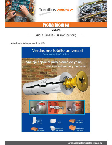 1 x Taco universal PÁGINAS UNO 5 Amarillo RAWLPLUG