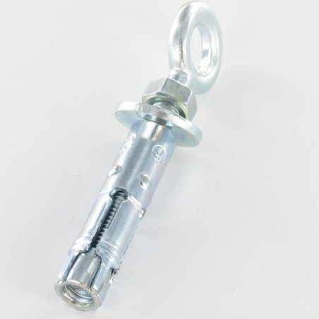 1 x Taco Anclaje con Tornillo de ojo M10 16X60 Acero cincado blanco