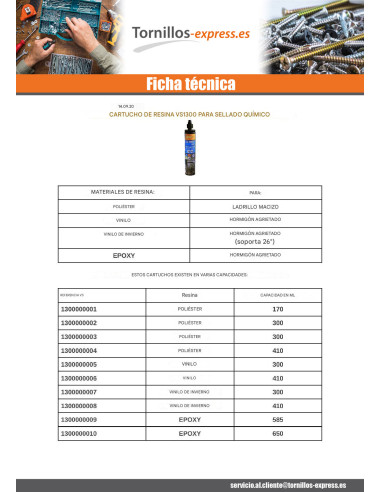1 x CARTUCHO de 300 ML RESINA VINILOSTER