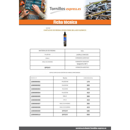 1 x CARTUCHO de 300 ML RESINA VINILOSTER