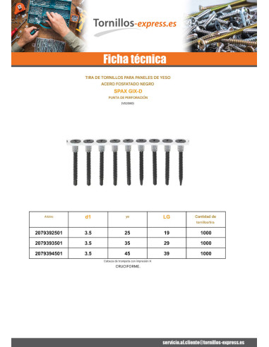 1 x Tira de tornillos para placas de yeso para...