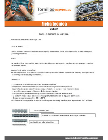 1 x Taco Nylon con reborde Fischer SX 10X50