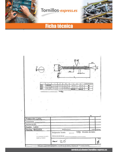 1 x Tornillo madera aglomerado cabeza fresada...