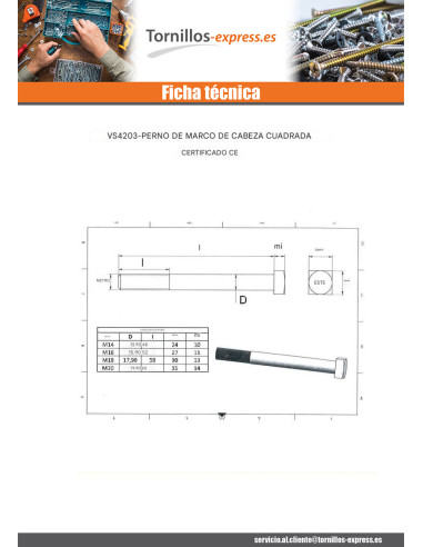 1 x Perno (vendido con tuerca) estructura...