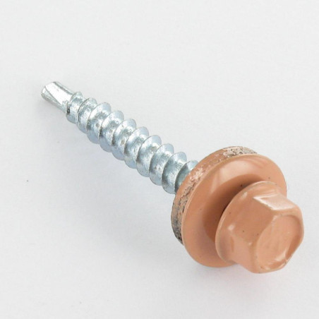 1 x Tornillo autoperforante cabeza hexagonal 4.8X35 Arandela de estanqueidad con junta de neopreno epdm Acero cincado