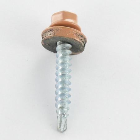 1 x Tornillo autoperforante cabeza hexagonal 4.8X35 Arandela de estanqueidad con junta de neopreno epdm Acero cincado