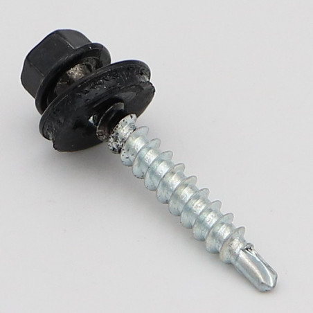 1 x Tornillo autoperforante cabeza hexagonal 4.8X35 Arandela de estanqueidad con junta de neopreno epdm Acero cincado