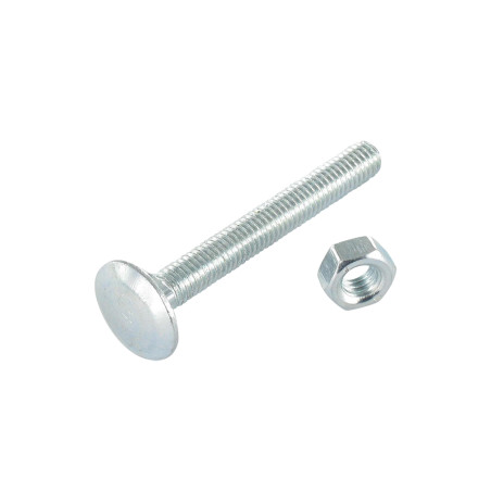 1 x Perno (vendido con tuerca) Cabeza redonda cuello cuadrado M6X70 roscado total Acero cincado blanco