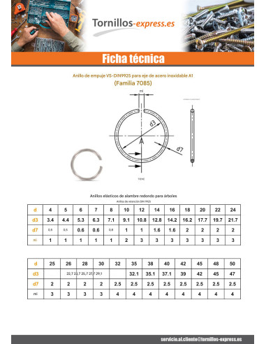 1 x Anillos de seguridad de alambre redondo...