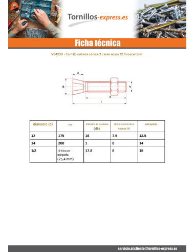 1 x Perno (vendido con tuerca) TC2M 1/2X50 13...
