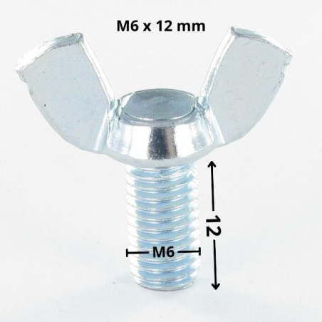 1 x Tornillo mariposa M6X12 forma americana Acero cincado blanco