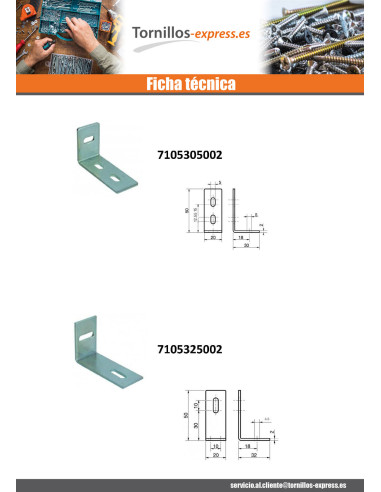 1 x Escuadra ajuste 70X55X20 3 agujeros Acero...