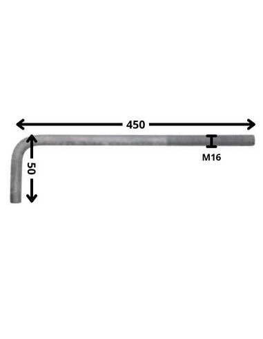 1 x Escarpia metales longitud larga M16X400...