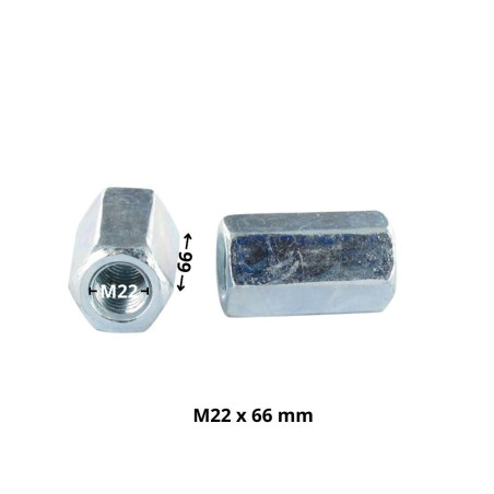 1 x Manguitos hexagonal M22X66 entrecaras 32 Acero cincado blanco