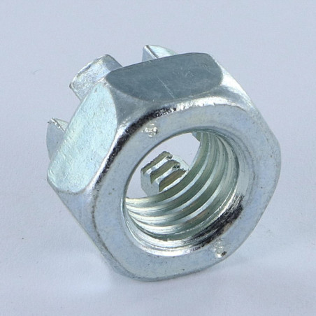 1 x Tuerca almenada HK M27 paso fino paso de 200 Acero cincado blanco