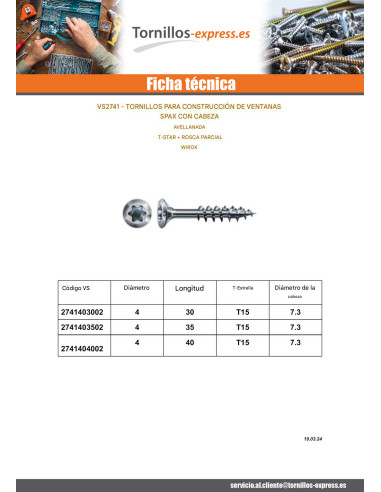 1 x Spax V.CONSTFENET cabeza fresada/testa...