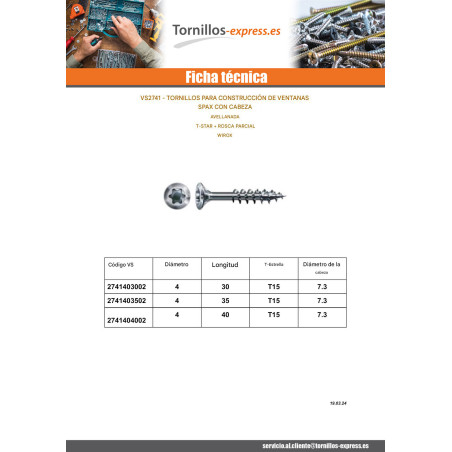 1 x Spax V.CONSTFENET cabeza fresada/testa svasat T-STAR TORX T15 4X35 WIROX