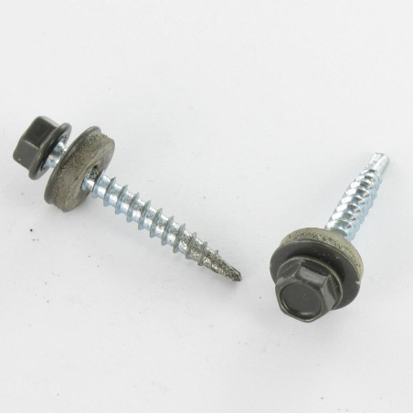 1 x Tornillo autoperforante cabeza hexagonal 4.8X35 Arandela de estanqueidad con junta de neopreno epdm Acero cincado