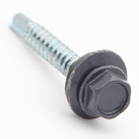 1 x Tornillo autoperforante cabeza hexagonal 4.8X35 Arandela de estanqueidad con junta de neopreno epdm Acero cincado