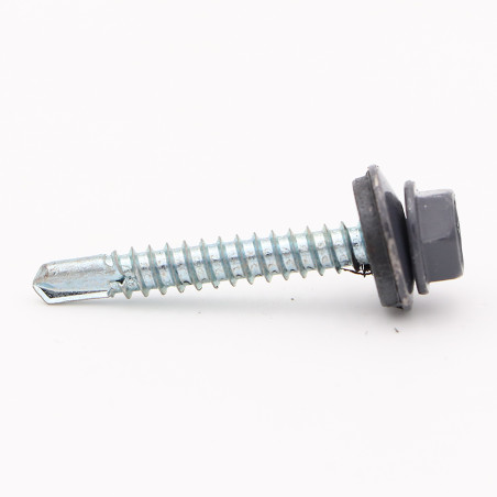 1 x Tornillo autoperforante cabeza hexagonal 4.8X35 Arandela de estanqueidad con junta de neopreno epdm Acero cincado