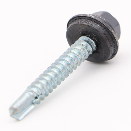 1 x Tornillo autoperforante cabeza hexagonal 4.8X35 Arandela de estanqueidad con junta de neopreno epdm Acero cincado