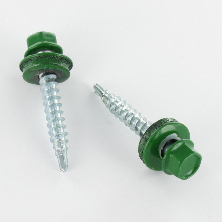 1 x Tornillo autoperforante cabeza hexagonal 4.8X35 Arandela de estanqueidad con junta de neopreno epdm Acero cincado