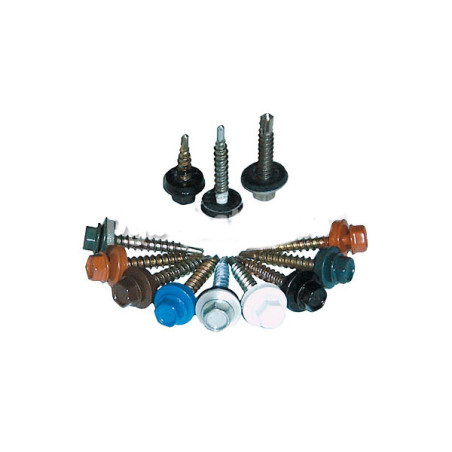 1 x Tornillo autoperforante cabeza hexagonal 6.3X100 Arandela de estanqueidad con junta de neopreno epdm Acero cincado