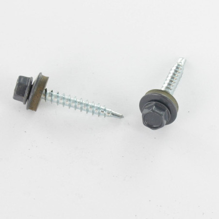 1 x Tornillo autoperforante cabeza hexagonal 4.8X35 Arandela de estanqueidad con junta de neopreno epdm Acero cincado