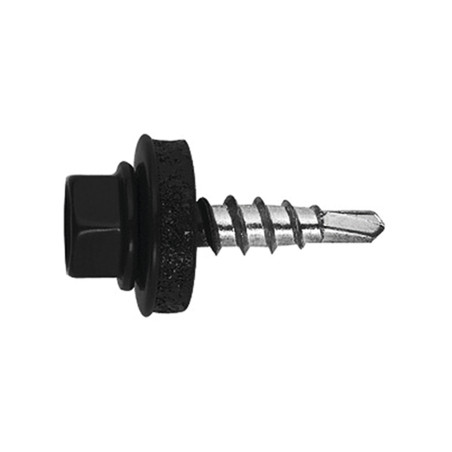 1 x Tornillo autoperforante cabeza hexagonal 4.8X28 Arandela de estanqueidad con junta de neopreno epdm Acero cincado