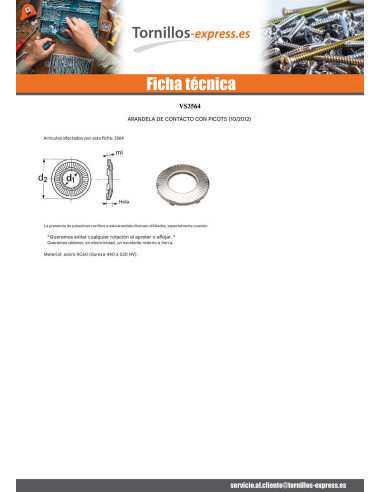 1 x Arandelas contacto con NICOTRAS M4 Acero...