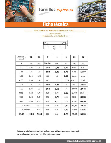 1 x Arandela plano M8X30X1.5 LL Acero bruto...