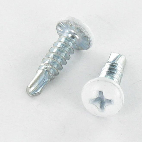 1 x Tornillo autoperforante cabeza cilíndrica abombada phillips 3.9X19 Acero cincado blanco LAQ RAL9010 blanco puro