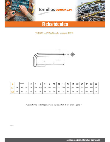 1 x Llave forma Z para llave de 4 longitud...